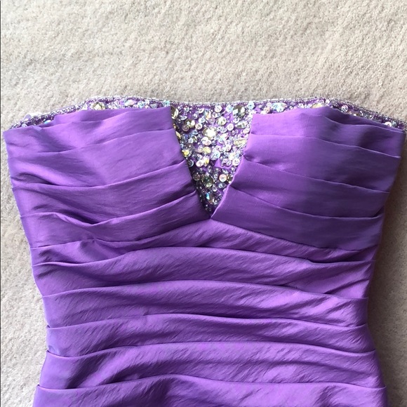 ONLY WORN ONCE! Tony Bowls Purple Strapless Dress - Picture 2 of 7